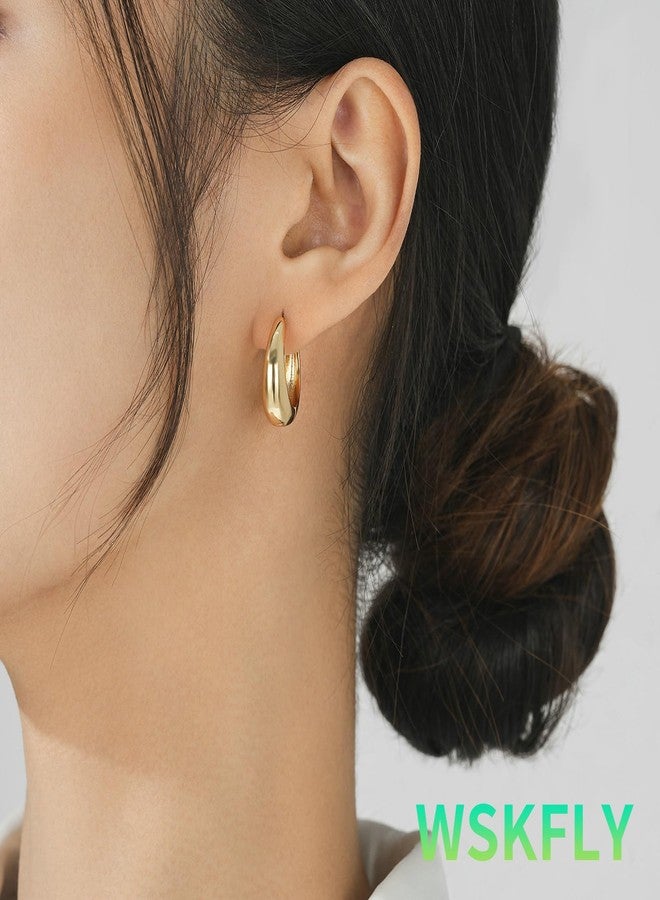 WSKFLY Gold Hoop Earrings for Women,14K Gold Plated Lightweight Hypoallergenic High Polished Earrings Gift Jewelry (YELLOW GOLD) - Image 3